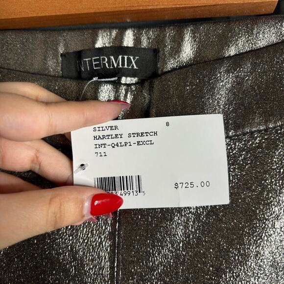 Intermix Hartley Stretch Leather Leggings Silver Size 8 NWT - Picture 6 of 6